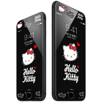 Hello Kitty 苹果8/7钢化膜 iPhone8/7碳纤维软边彩膜手机保护贴膜 甜心凯蒂