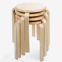 施豪特斯（SHTS） 凳子 实木圆凳板凳休闲椅子餐椅(四只）ST-9820 原木色