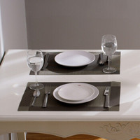 欧润哲 餐垫 桌面双框隔热桌垫 4块装 银灰色