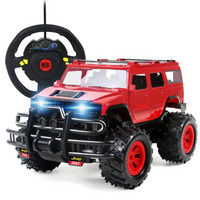 勾勾手 遥控车 越野车儿童玩具大方向盘遥控汽车模型 耐摔配双电池可充电 越野车红色