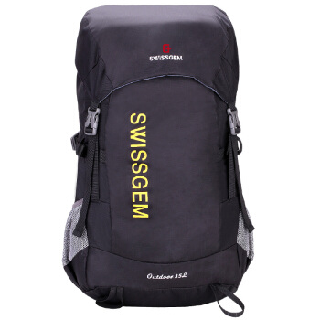 SVVISSGEM 防水登山包35L 大容量轻便背包旅行双肩包 男休闲户外登山双肩包 SA-9891 黑色