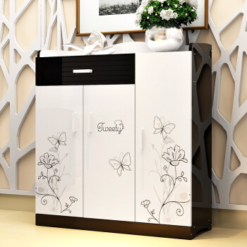 家乐铭品 鞋柜三门单抽3+1烤漆印花 鞋柜鞋架带门带抽鞋柜储物柜收纳柜玄关柜ZC1902-2