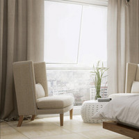 FOOJO简约素色麻窗帘成品落地式客厅卧室布艺窗帘 2米宽*2.7米高 米灰色