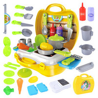 爸爸妈妈（babamama）餐具箱 厨房过家家工具 儿童玩具 百变厨房25件套装 7021黄色