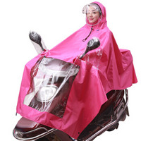 正招（kendo）户外骑行成人电动电瓶摩托车雨衣男女式单人雨披加大加厚可调节可拆卸帽檐  P1-T玫红4XL