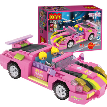 积高（COGO）梦幻女孩系列积木之粉红色公主跑车 塑料拼插模型女孩生日节日礼物玩具256片 14506