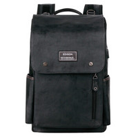 爱迪生（Edison）双肩包 时尚潮流男士15.6英寸电脑包防水旅行背包学生书包 T128黑色个性版