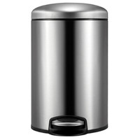 EKO垃圾桶 家用脚踏翻盖欧式静音不锈钢垃圾筒 9113MT(砂钢)8L