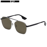 MCQ 麦昆 eyewear 男女太阳眼镜 中性款方形镜框墨镜 MQ0076S-001 银灰色镜框棕色镜片 55mm