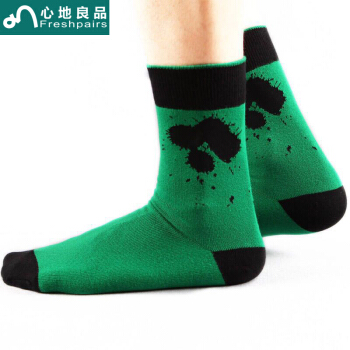 心地良品 男袜 彩色墨迹棉袜 舒适个性时尚袜 独特下缝线 精梳棉袜子 彩色保暖男袜 均码5色5双装 5色 均码