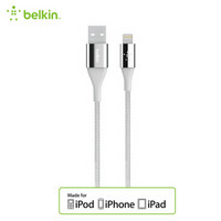 贝尔金（BELKIN）苹果MFi认证 凯夫拉金属编织线缆，适用于iPhoneXs Max/XR/X/8/7/iPad Pro 银色 1.2米