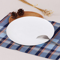 SKYTOP斯凯绨 陶瓷盘子骨瓷餐具西餐盘大号牛排盘纯白10英寸月光形