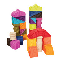 B.Toys 比乐 罗马城堡软浮雕积木 食用性牙胶 感官训练早教 数字形状认知 婴幼儿童玩具 6个月+BX1003NTZ