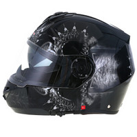 坦克（Tanked Racing）摩托车头盔电动电瓶车头盔双镜片揭面盔 T270四季通用 M码 亚黑 幽灵之夜