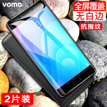YOMO 魅族魅蓝note6钢化膜 手机贴膜 保护膜 全屏覆盖防爆玻璃贴膜 全屏幕覆盖-黑色2片装