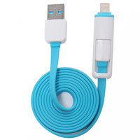 雷麦（LEIMAI）二合一苹果/安卓数据线充电线 适用于iPhone7/7P/6s/6P/三星/小米/华为 蓝色