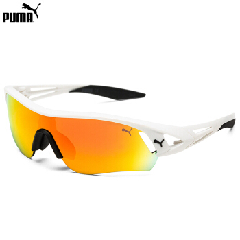 PUMA 彪马 eyewear 男款太阳眼镜 PU0090SA-005 白色镜框渐变橙色镜片 99MM