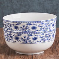 洁雅杰釉中彩中式陶瓷器餐具(6英寸)欧式汤碗小面碗(2只装)青韵