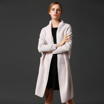 瑞比卡(Marc Rebecca)长袖毛衣外套中长款针织衫女开衫外套 75010D 米色 S