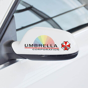 猛速 MIXSUPER 汽车贴纸 生化危机个性创意遮划痕脚印 彩绘车贴 车身油箱盖后视镜把手贴 后视镜贴-黑字2个