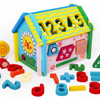 可爱布丁 儿童玩具数字形状拆装屋 木制组合积木玩具 男孩女孩益智玩具生日新年礼物