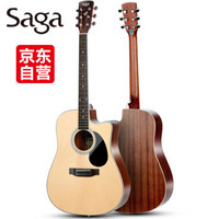 萨伽Saga民谣木吉他缺角圆角单板萨迦吉它jita乐器 41寸缺角原木色 SF700C 标准款