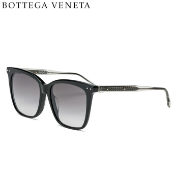 葆蝶家Bottega Veneta kering eyewear 太阳镜女 亚洲版 BV方框墨镜 BV0097SA-004 黑色镜框渐变灰镜片 54mm