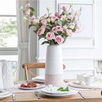 米子家居 创意花瓶落地客厅卧室家居装饰品陶瓷干花花器花瓶整体花艺  花瓶+10支粉色桔梗花
