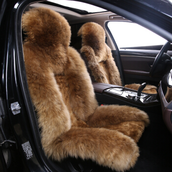 南极人（nanjiren）冬季汽车坐垫 羊毛坐垫 中长毛单座垫 全车汽车座垫 毛垫五件套  浅咖色