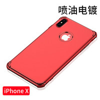 悦可（yueke）苹果iPhoneX手机壳保护套 防摔喷油电镀全包TPU手机套 适用于iphoneX-中国红