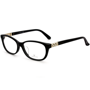 SWAROVSKI 施华洛世奇 女款 方框黑色镜框黑色镜腿光学眼镜架眼镜框 SW5206-D-001 55MM