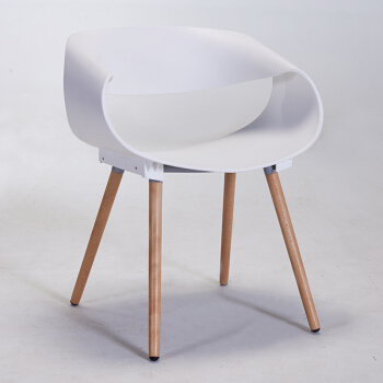 佳匠 时尚扶手餐椅现代简约设计师椅子办公室休闲实木腿洽谈椅 白色