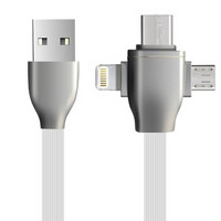 雷麦  多功能三合一手机充电线 适用于Type-c/安卓/苹果iPhone8/7/6s/华为/小米/OPPO 标准版 1米 白色