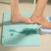 宝优妮硅藻泥地垫日本天然硅藻土浴室垫卫生间吸水垫淋浴房干脚垫 淡绿色 长450mm 宽290mm 厚10mm DQ9061-1