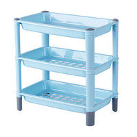 悠佳 迷你置物架塑料厨房三层卫生间浴室整理架小型桌面办公收纳架 蓝色 U-5112-B
