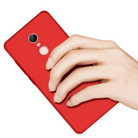 KOLA 小米红米5plus手机壳保护套 微砂硅胶防摔软壳保护套 红色