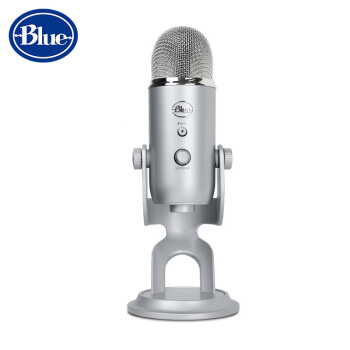 Blue Yeti Studio 手机麦克风电容话筒 有线K歌唱吧喊麦游戏直播声卡电脑通用 素白银