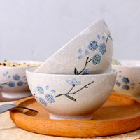 敏杨碗具套装餐具釉下彩雪花瓷4.5英寸英碗（4只）家用日式饭碗