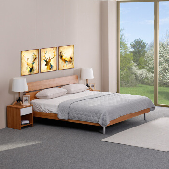 依丽兰板式床 现代简约设计 1.5米双人床 E0级环保实木颗粒板材 精工制造