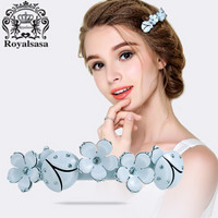 皇家莎莎（Royalsasa）韩版发饰花朵大发夹发卡弹簧夹顶夹横夹头饰品卡子蓝色