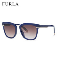 芙拉（FURLA）太阳镜 女款板材全框墨镜亮乳蓝镜框渐变棕色镜片 SFU139 03GR 52mm