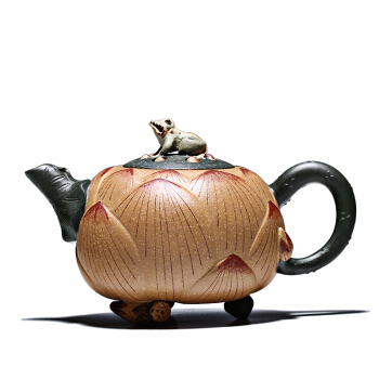 君鸣轩 紫砂壶 宜兴紫砂纯全手工茶壶 名家茶具 蟹黄泥青莲