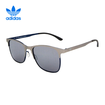 阿迪达斯 adidas 三叶草 男女款金属架太阳镜 复古时尚墨镜 AOM001眼镜 075-022 枪蓝色镜架灰色镜面