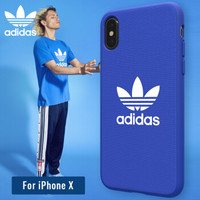 adidas（阿迪达斯）iPhoneX手机壳 新品炫彩青春 苹果X男硅胶全包 简洁防滑防摔保护套 蓝色