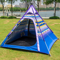 喜马拉雅 帐篷户外3-4人家庭套装自驾游帐篷 露营印花野外四季野营帐篷 蓝色HT9195