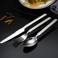 阳光飞歌 304不锈钢西餐具 简约法式方柄主餐刀叉勺子三件套
