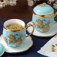 国瓷永丰源 auratic 夫人瓷陶瓷茶杯咖啡杯水杯子带盖过滤泡茶办公会议杯具对杯