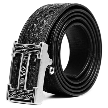 V.V.Brown 新款鳄鱼皮男士皮带 时尚潮男奢华腰带 自动扣内穿式 礼盒装 黑色