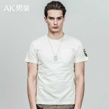 AK男装（AKSERIES）复古竹节汗布短袖T恤1800205 米白S