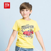 季季乐（JJLKIDS Partner Club ）童装男童T恤夏季圆领短袖儿童上衣BXT71006 柠檬黄 140